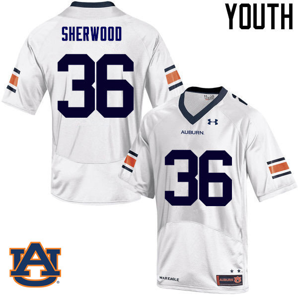 Youth Auburn Tigers #36 Michael Sherwood College Football Jerseys Sale-White